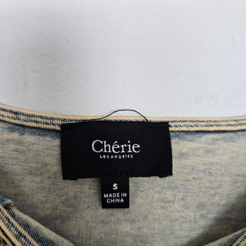 Cherie Los Angeles Womens Denim Crop Corset Skirt Set Small Y2K Chic Streetwear - Picture 8 of 10